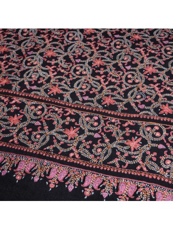 ELISA NERO, scialle vera Pashmina 100% cashmere ricamata a mano