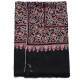ELISA NOIR, châle véritable pashmina 100% cachemire brodé main