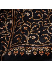 JANE ZWART, 100% cashmere handgeborduurde Pashmina sjaal