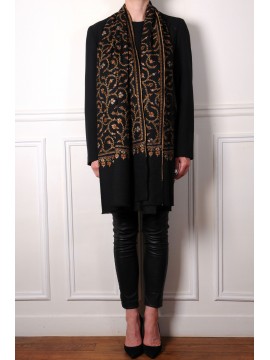 JANE ZWART, 100% cashmere handgeborduurde Pashmina sjaal