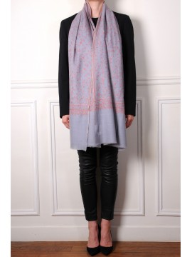 JANET STORM, handgeborduurde 100% cashmere pashmina sjaal