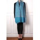 JANET BLAUW, 100% cashmere pashmina sjaal, met de hand geborduurd
