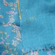 JANET BLAUW, 100% cashmere pashmina sjaal, met de hand geborduurd