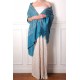 JANET BLAUW, 100% cashmere pashmina sjaal, met de hand geborduurd