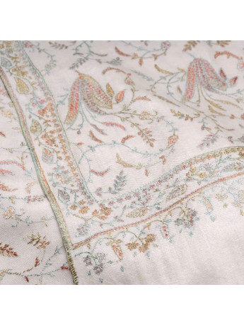 SOFIA CREME, echte handbestickte Pashmina-Schal 100% Kaschmir