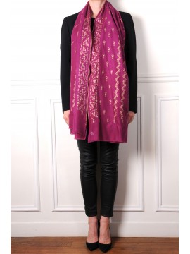 ASHLEY ROZE, handgeborduurde 100% kasjmier pashmina sjaal
