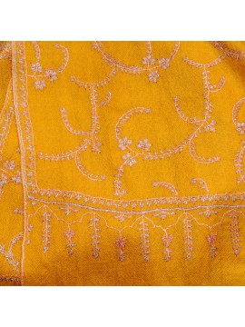 JULIA SAFRANGELB, echte handbestickte Pashmina-Stola 100% Kaschmir