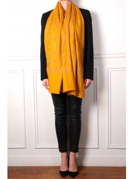 JULIA ZAFFERANO, stola vera Pashmina 100% cashmere ricamata a mano