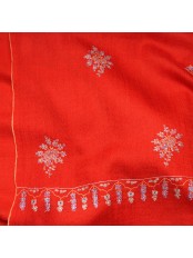 ALMA RODE, 100% cashmere handgeborduurde pashmina stola