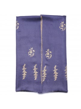 ALMA GRAU, echte Pashmina-Stola aus 100% Kaschmir, handbestickt