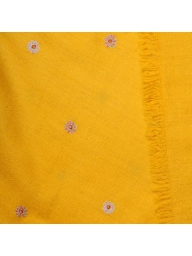 LANA SAFFRON, Real embroidered pashmina shawl 100% cashmere