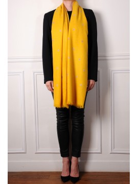 LANA SAFFRON, Real embroidered pashmina shawl 100% cashmere