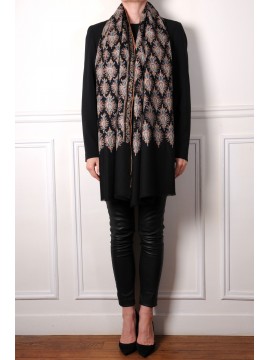 CARLA ZWART, handgeborduurde 100% kasjmier pashmina sjaal