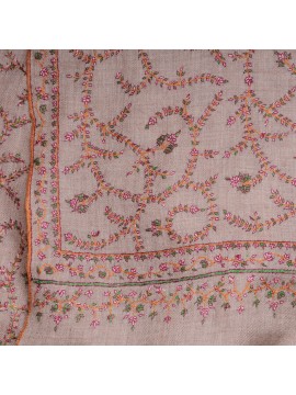JULIA NATURALE, stola vera Pashmina 100% cashmere ricamata a mano