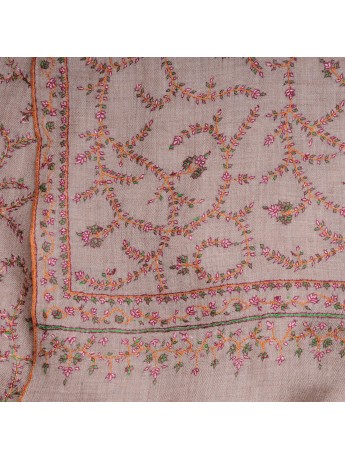 JULIA NATUREL, étole véritable pashmina 100% cachemire brodé main
