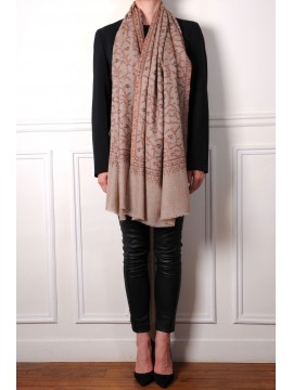 JULIA NATUURLIJK, 100% cashmere handgeborduurde pashmina stola
