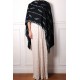 TELMA NOIR, hand-embroidered 100% cashmere pashmina stole