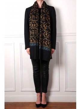 JULIA ZWART, met de hand geborduurde 100% kasjmier pashmina stola