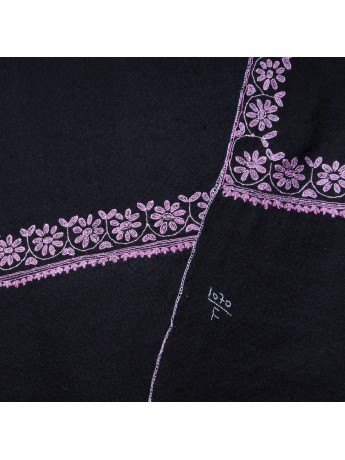 MARGO BLACK, hand-embroidered 100% cashmere pashmina stole