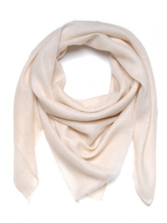 Le Carré Véritable Pashmina cachemire Écru Naturel tissé main