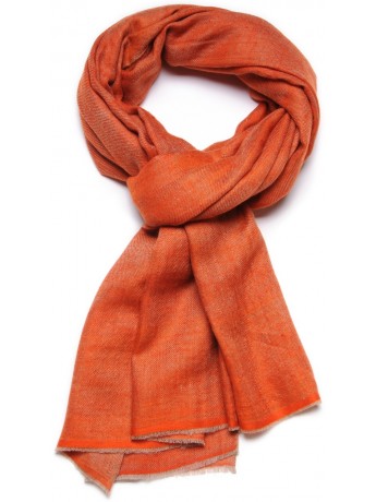 SACHA ORANGE, Handwoven cashmere pashmina Stole REVERSIBLE