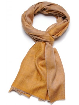 Véritable Pashmina réversible 100% cachemire Jaune / Beige naturel