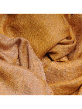 Véritable Pashmina réversible 100% cachemire Jaune / Beige naturel