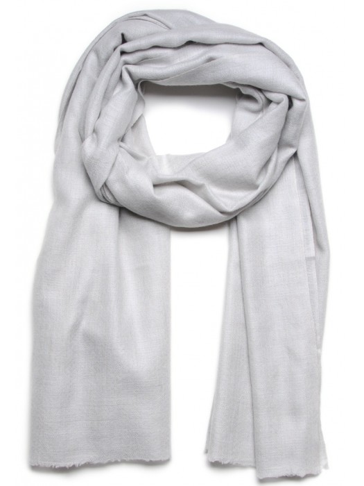 Genuine pashmina shawl 100% cashmere light grey big size