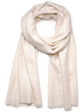 Handwoven cashmere pashmina Shawl Natural ivory