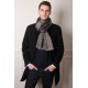 Echte Omkeerbare Pashmina 100% cashmere Zwart / Natuurlijk Beige