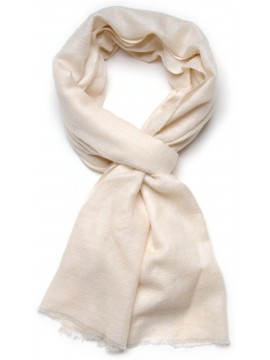 Handwoven cashmere pashmina Stole Natural ivory