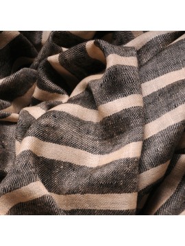 ARMOR GREY, real pashmina 100% cashmere with breton stripes