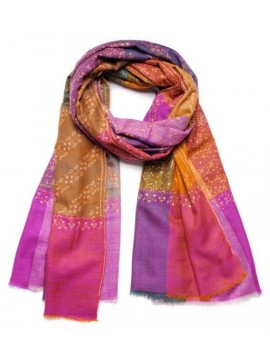 Genuine pashmina shawl 100% cashmere multicolored with full reversible embroideries 