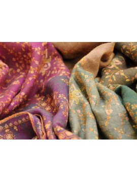 Genuine pashmina shawl 100% cashmere multicolored with full reversible embroideries 