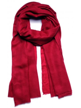 Pashmina auténtica 100% cachemira rojo carmín grande