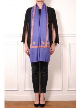 ASHA DENIM, real pashmina 100% cashmere with handmade embroideries