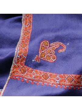 ASHA DENIM, real pashmina 100% cashmere with handmade embroideries