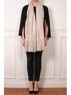 ASHA BEIGE CHIARO, stola vera Pashmina 100% cashmere ricamata a mano