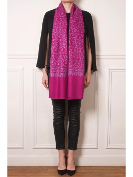 JANE PINK, real embroidered pashmina shawl 100% cashmere