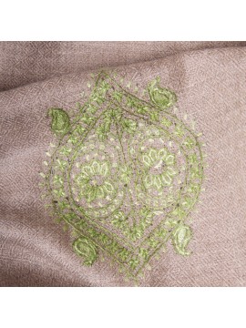 SARA GRÜN, echte handbestickte Pashmina-Stola 100% Kaschmir
