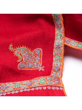 ASHLEY RED, echte handbestickte Pashmina-Schal 100% Kaschmir
