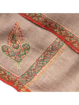 ASHA RUST, real pashmina 100% cashmere with handmade embroideries