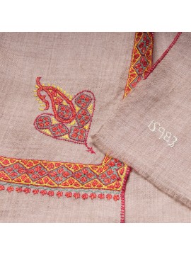 ASHLEY BEIGE, Real embroidered pashmina shawl 100% cashmere