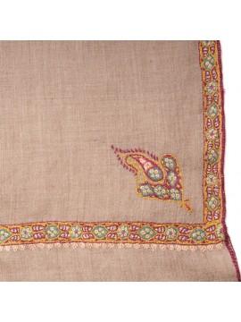 ASHA NATURAL, real pashmina 100% cashmere with handmade embroideries