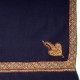 ASHA MARINE, étole véritable pashmina 100% cachemire brodé main