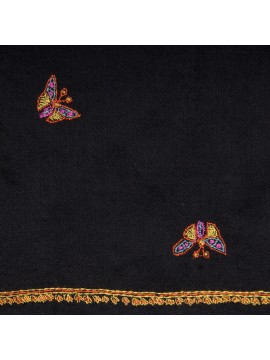 FARFALLA BLACK, real pashmina 100% cashmere with handmade embroideries