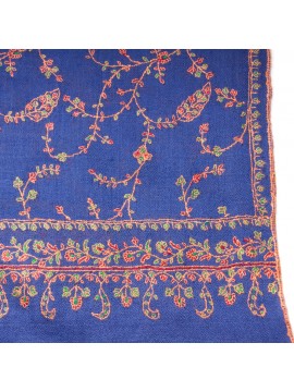 JULIA MYOSOTIS, real pashmina 100% cashmere with handmade embroideries