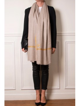 ASHLEY GOLD, echte handbestickte Pashmina-Schal 100% Kaschmir