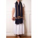 ASHA MARINE, étole véritable pashmina 100% cachemire brodé main
