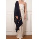 ASHA MARINE, étole véritable pashmina 100% cachemire brodé main
